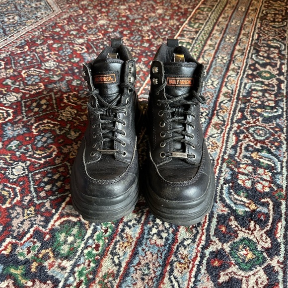 Harley-Davidson Black Leather Riding Boots | Lace-Up Motorcycle Women 10 - Picture 2 of 13